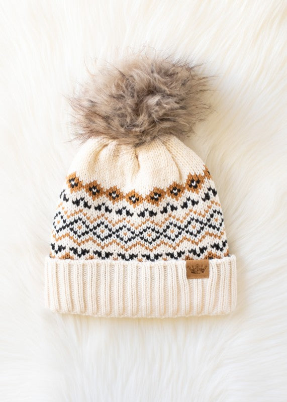 Geo Cuff Pom Hat