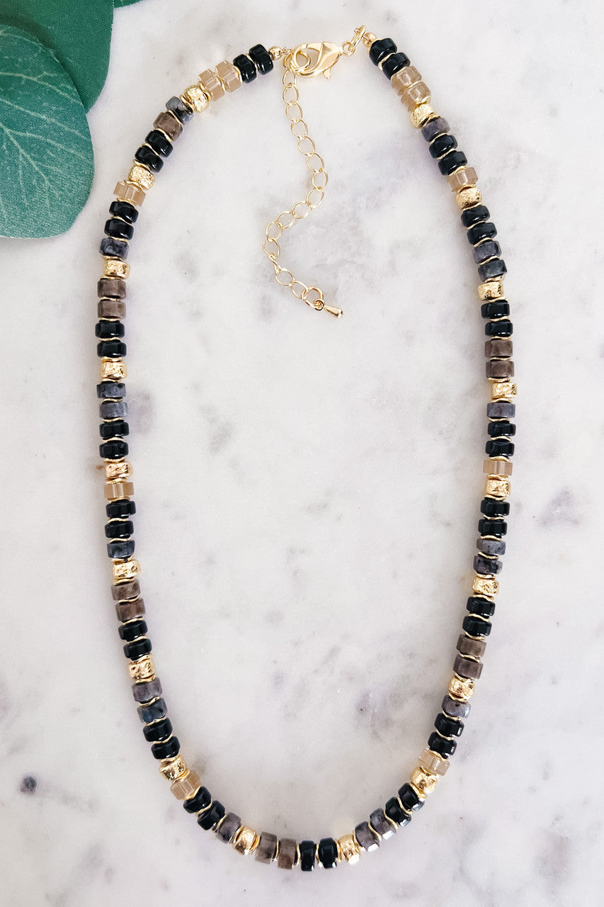 Glass Bead Necklace Black