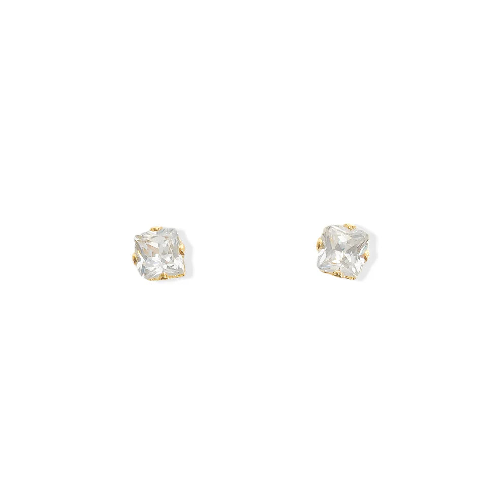 Gold CZ Stud Earrings