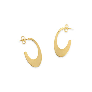Gold Flat Oval Hoop Earrings