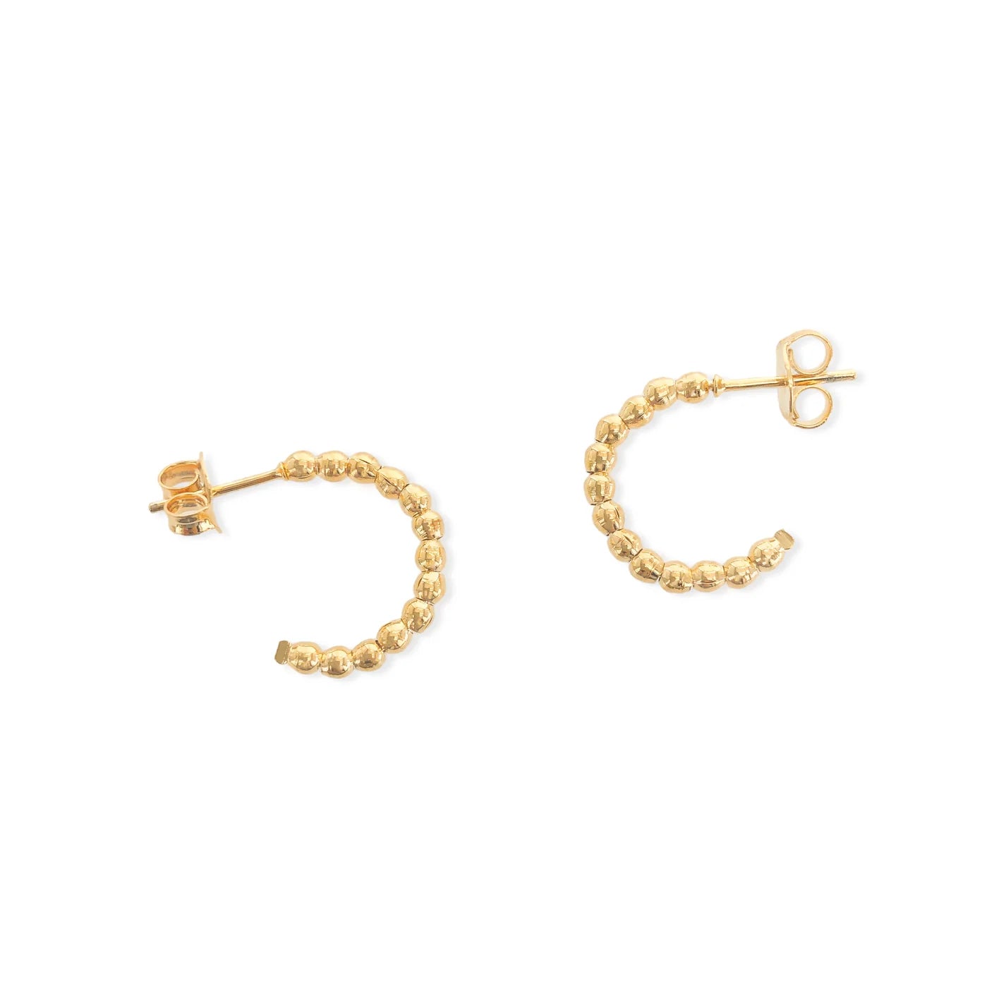 Gold Mini Bead Huggie Hoop Earrings