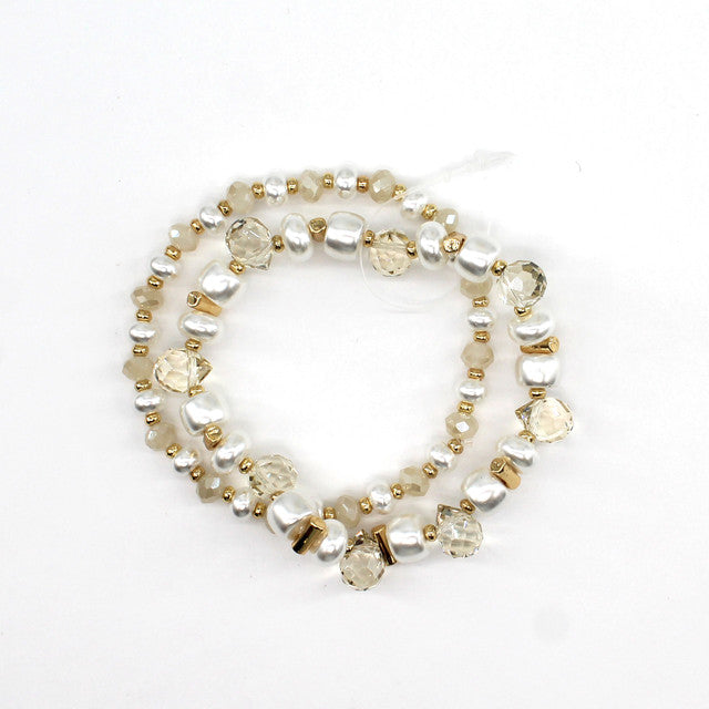 Pearl Gold Glass Bracelet Set