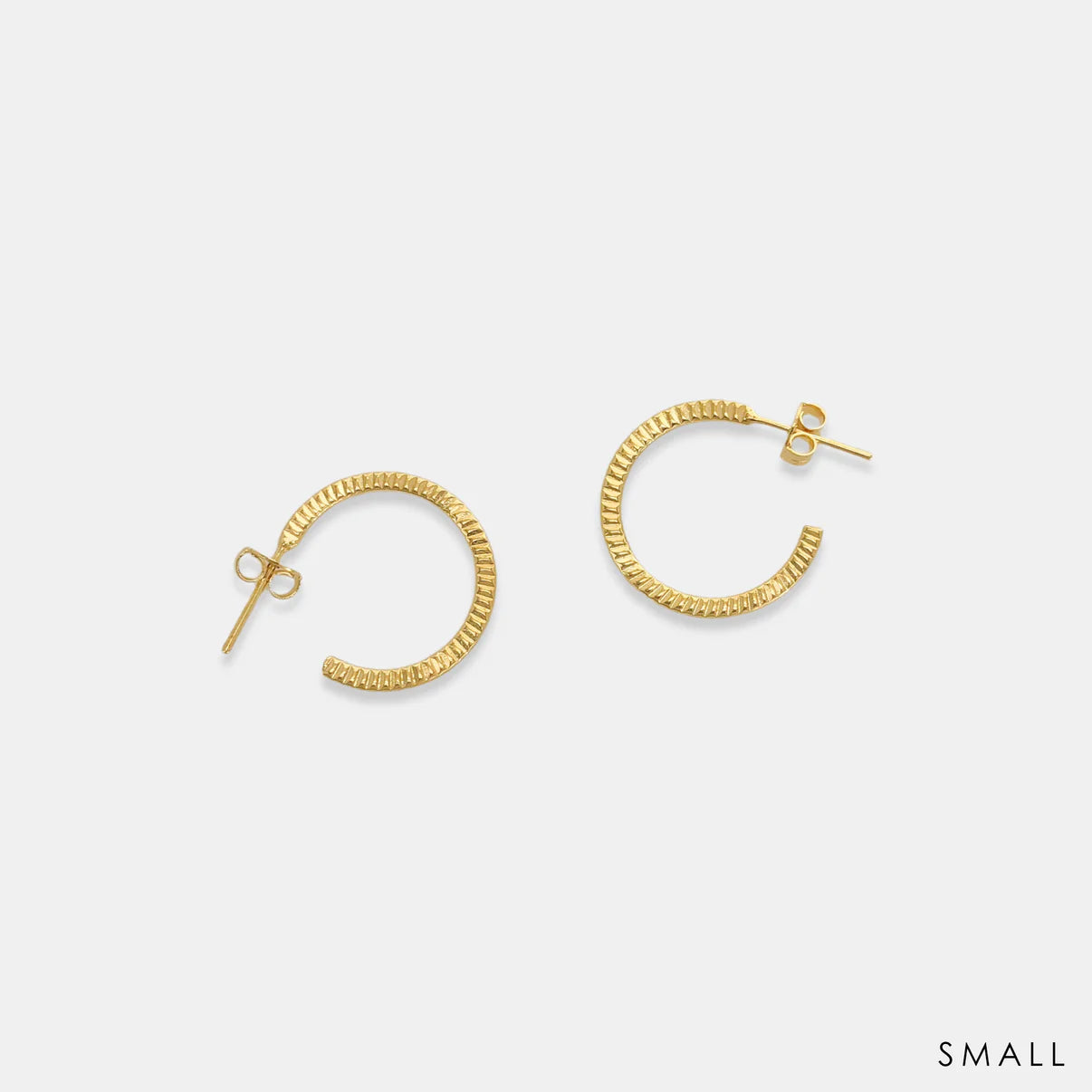 Gold Textured Hoops - Small