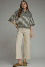 Greer Striped Button Mock Sweater