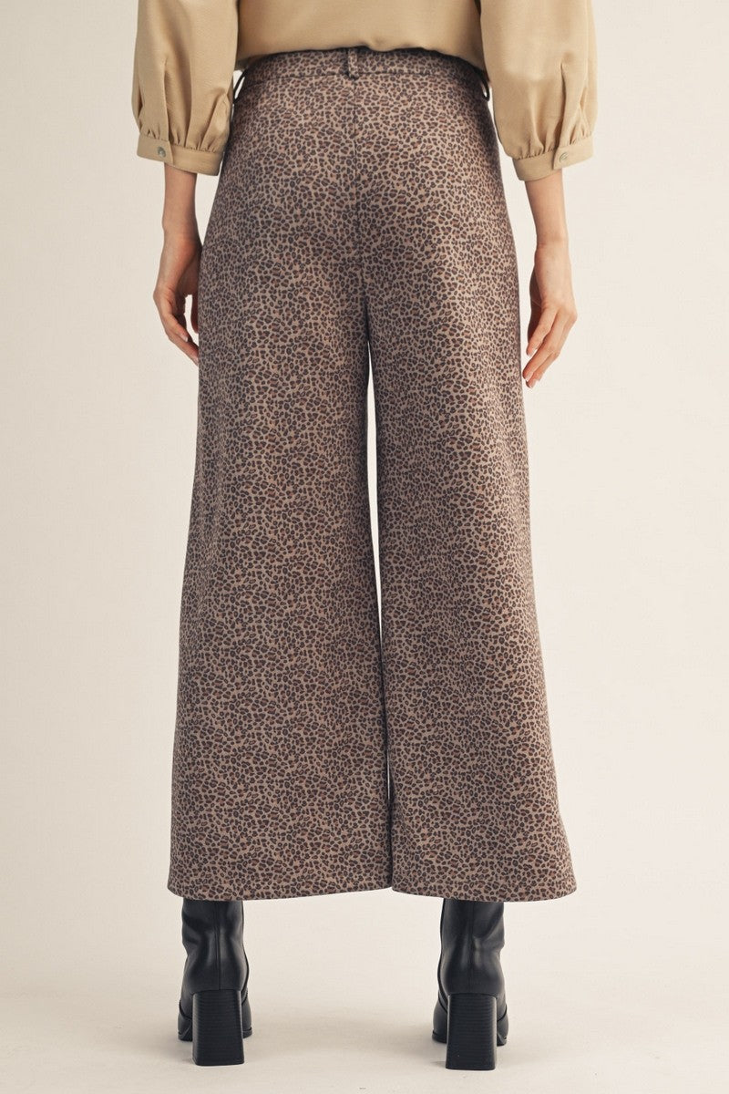 Halo Wide Leg Leopard Suede Pants
