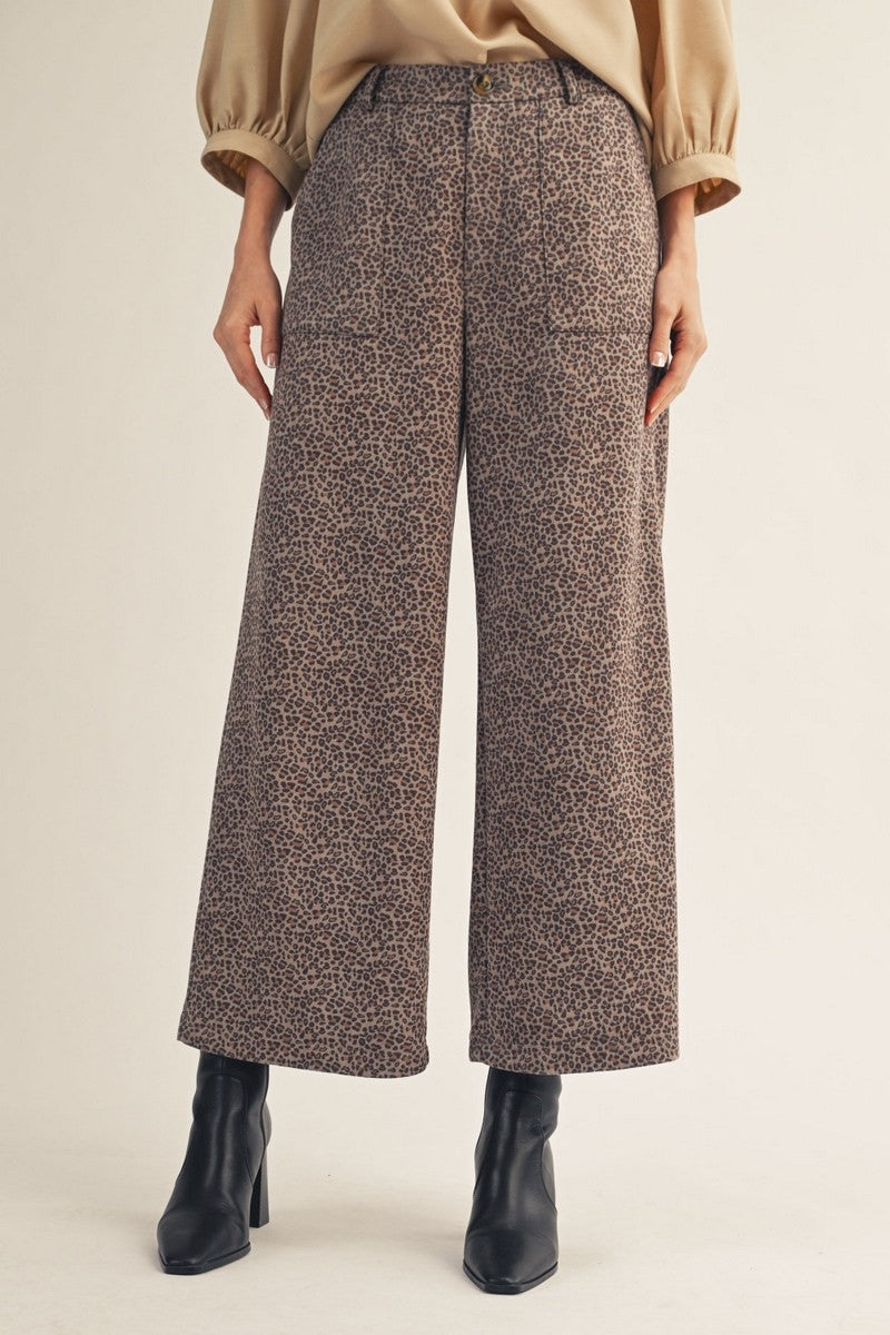 Halo Wide Leg Leopard Suede Pants