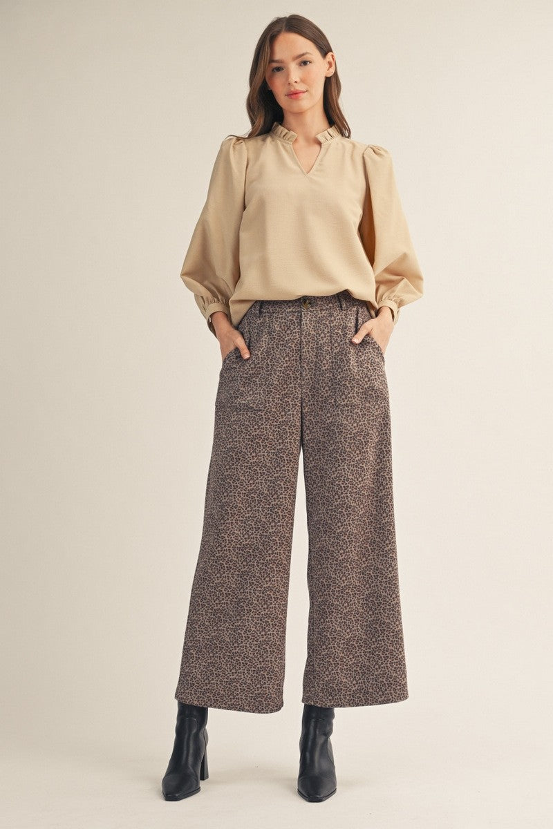 Halo Wide Leg Leopard Suede Pants
