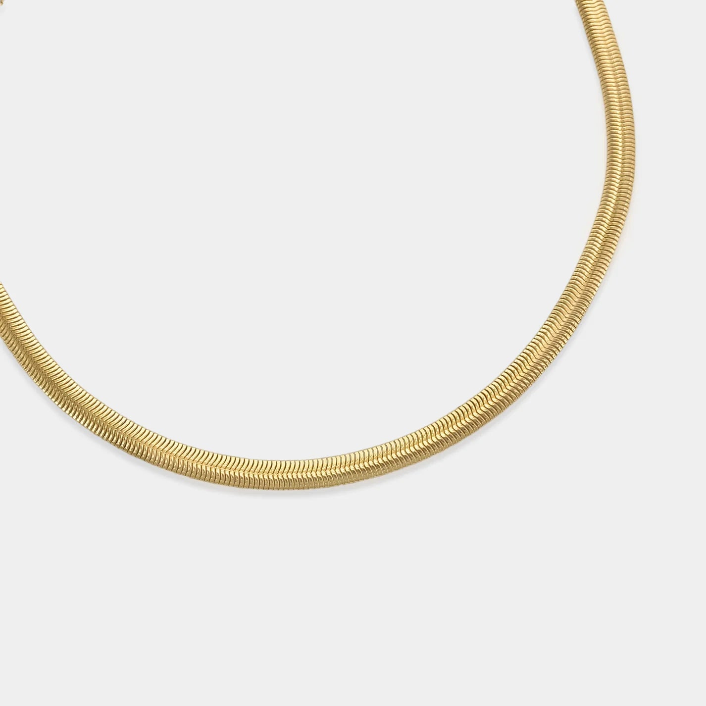 Gold Herringbone Chain Necklace