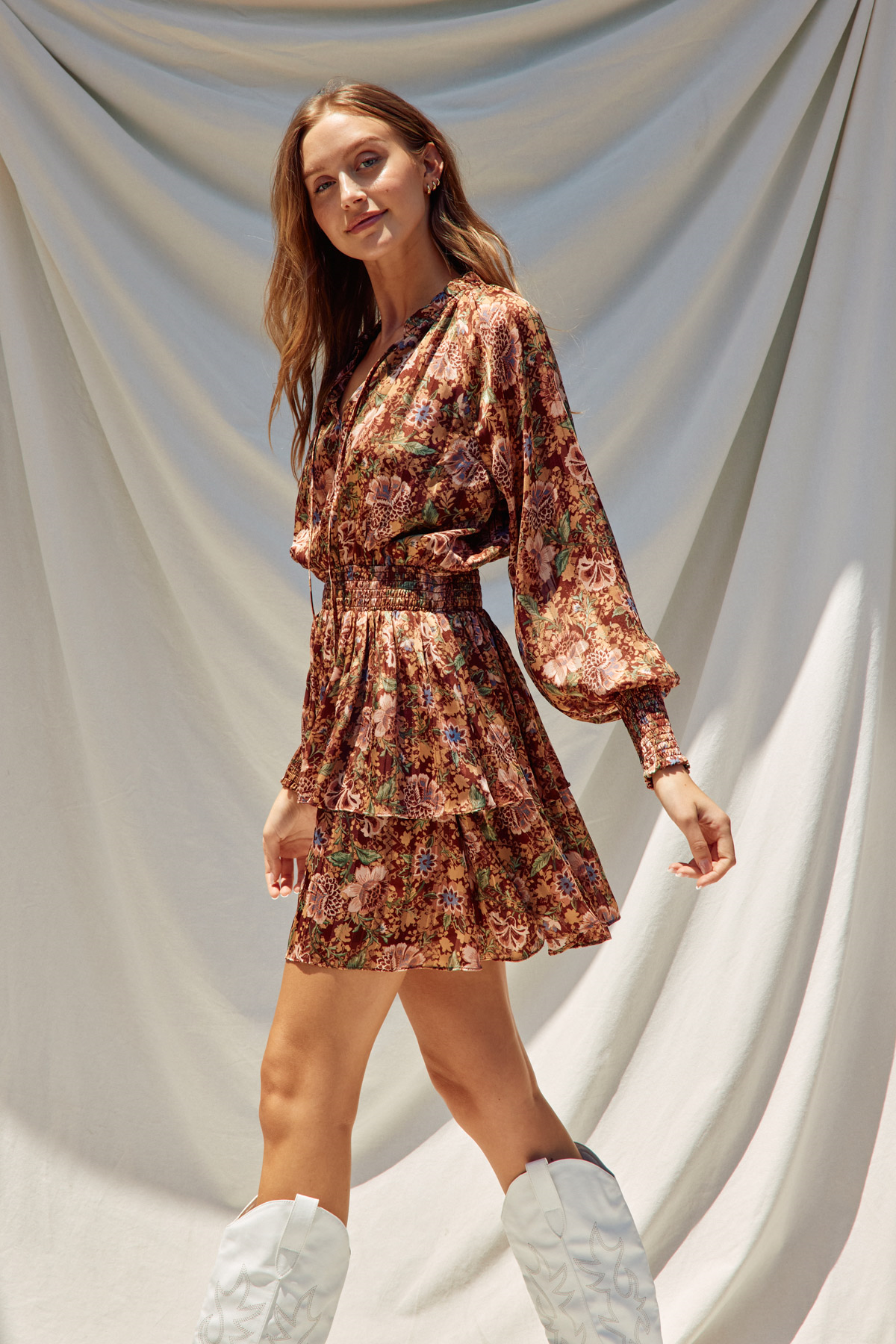 Della Floral Cinched Waist Dress