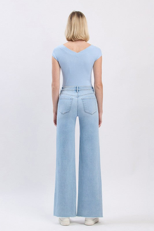 Judy H. Rise Wide Leg Raw Jean