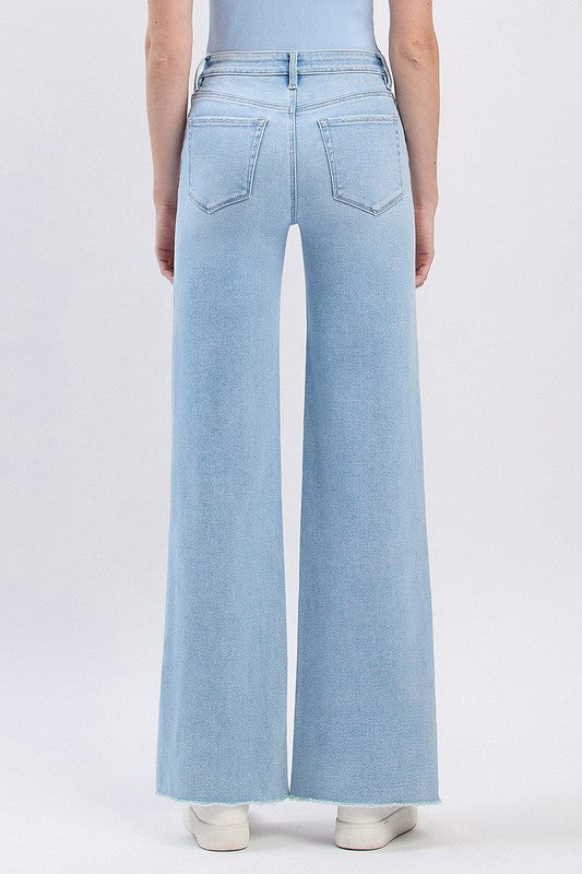 Judy H. Rise Wide Leg Raw Jean