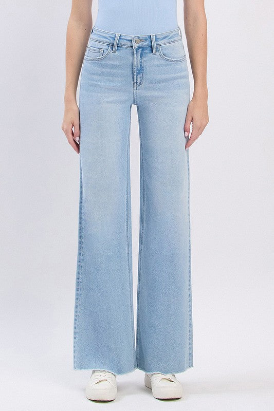 Judy H. Rise Wide Leg Raw Jean