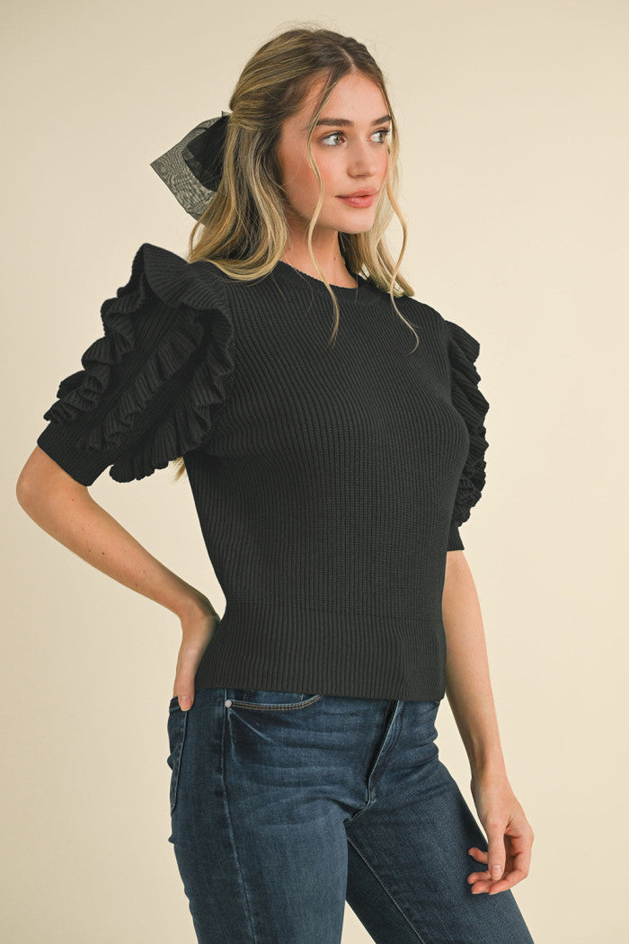 Lance Mini Ruffle SS Sweater