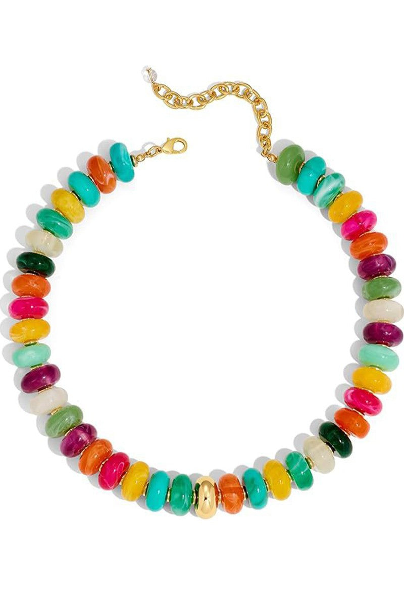 Large Rondelle Bead Necklace Multi