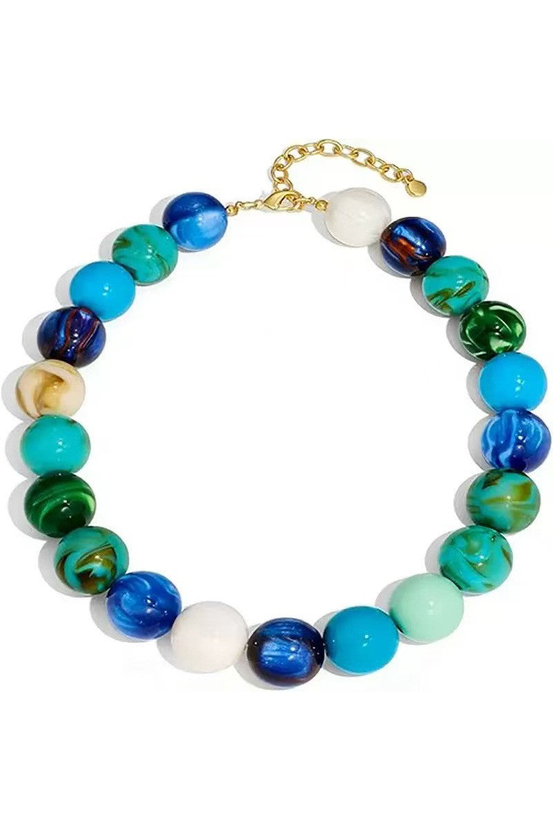Large Round Bead Necklace Blues