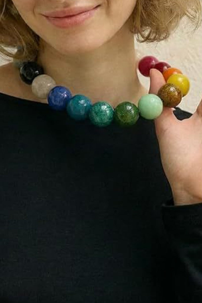 Large Round Bead Necklace Brown
