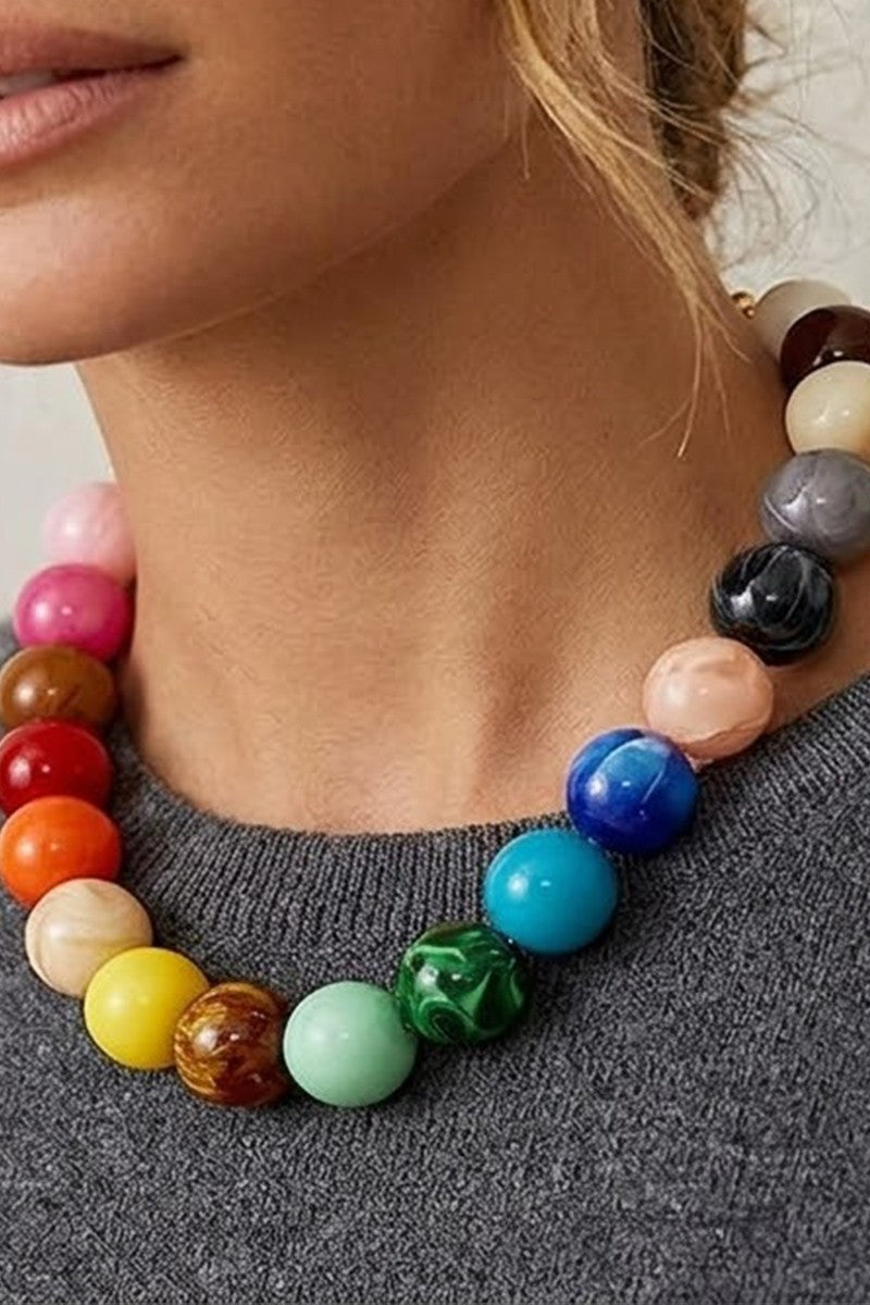 Large Round Bead Necklace Multi