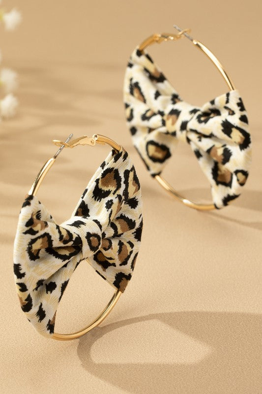 Leopard Bow Hoops