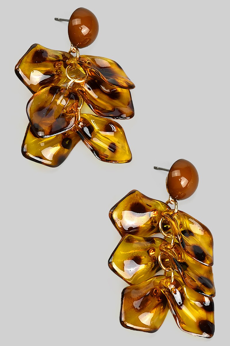 Leopard Flower Drop Earrings