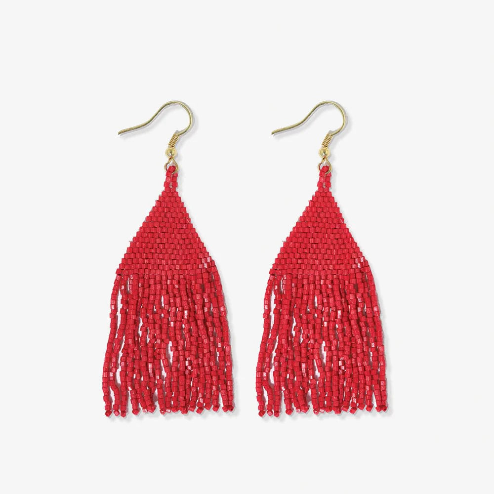 Lexie Solid Fringe Earrings Red