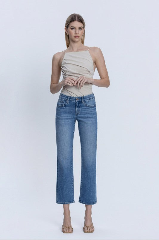 Libby Mid Rise Straight Ankle Jeans