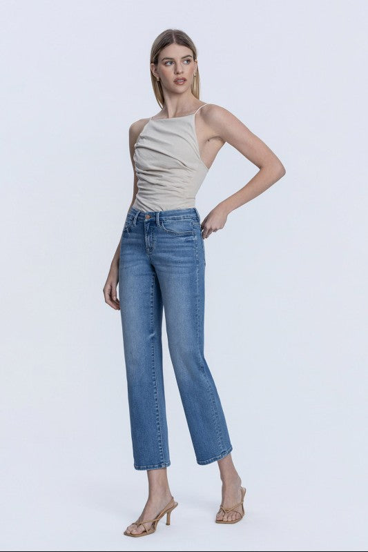 Libby Mid Rise Straight Ankle Jeans