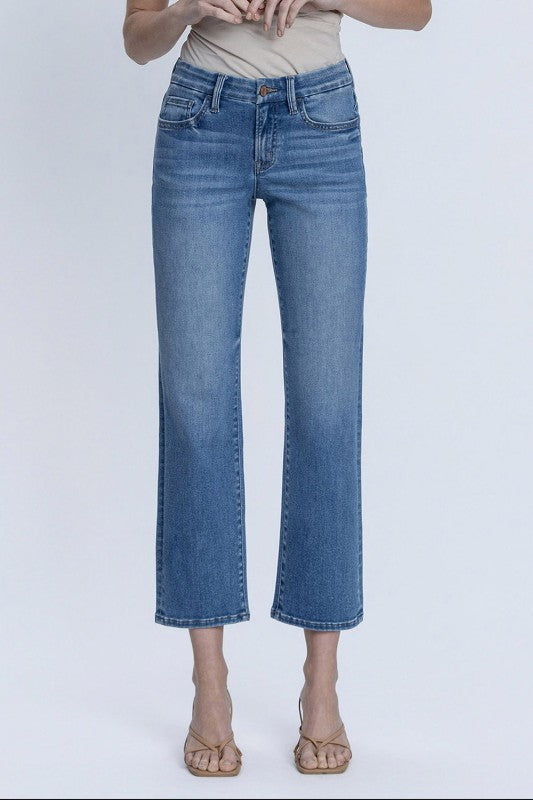 Libby Mid Rise Straight Ankle Jeans