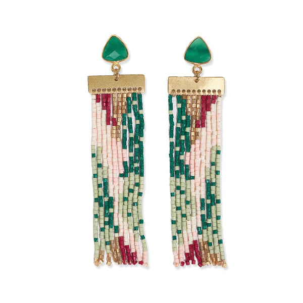 Emerald City Beaded Fringe Earrings