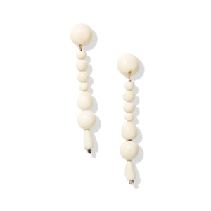 Long Drop Bead Post Earrings Ivory FINAL SALE
