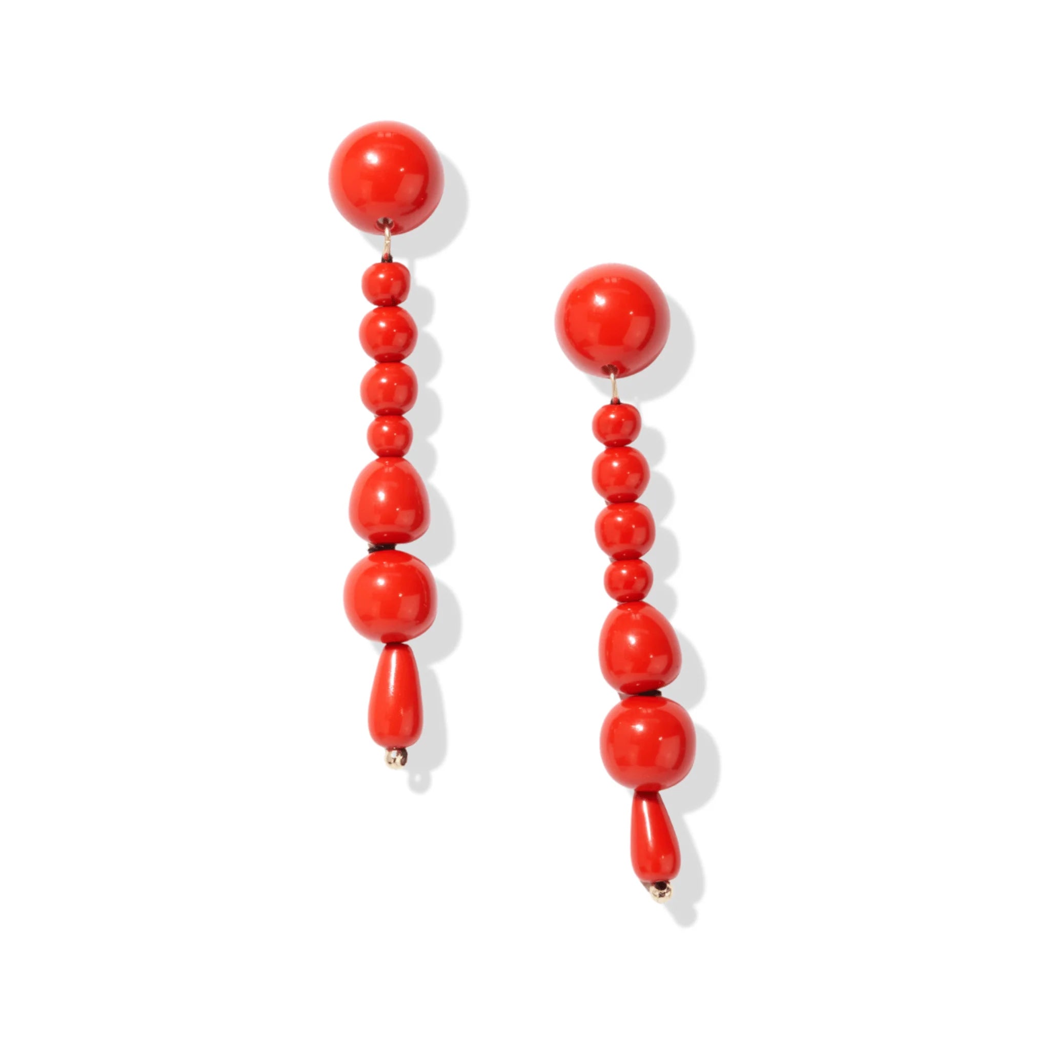 Long Drop Bead Post Earrings Red FINAL SALE