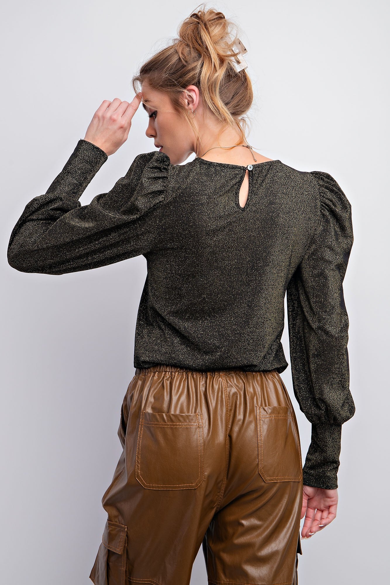 Loretta Puff Sleeve Shimmer Shirt FINAL SALE