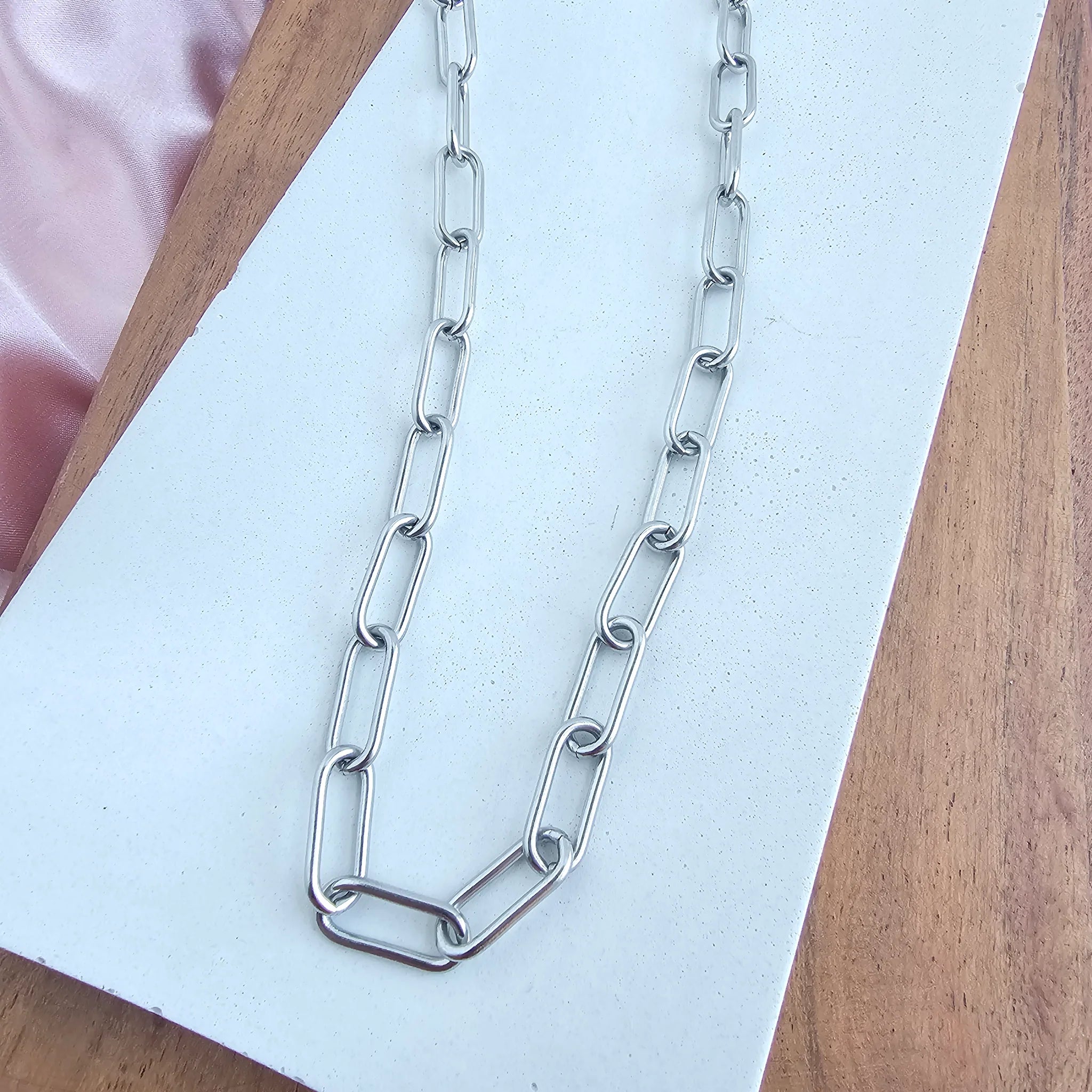 Luxe Silver Chunky Paper Clip Chain Necklace