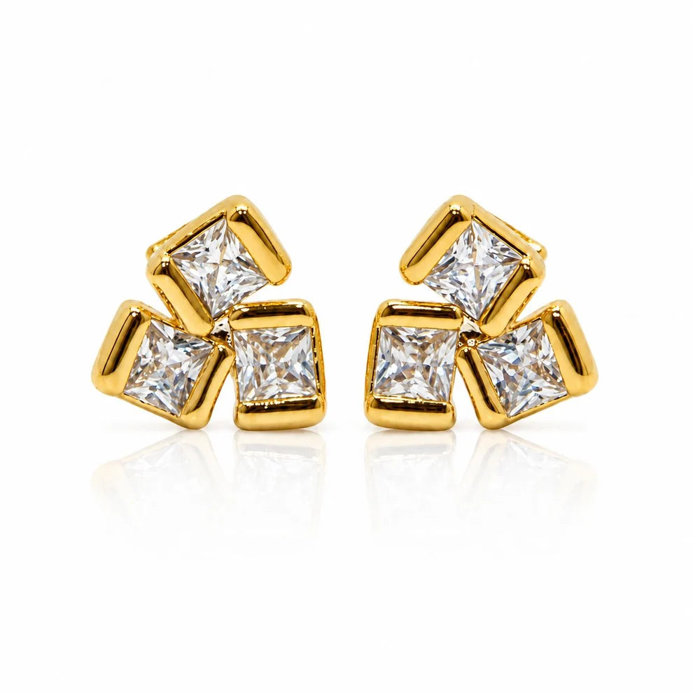 Luxe Square Cluster Studs