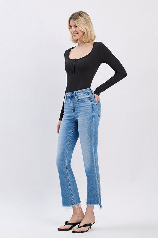 Maggie H Rise Slant Crop Flare Jeans