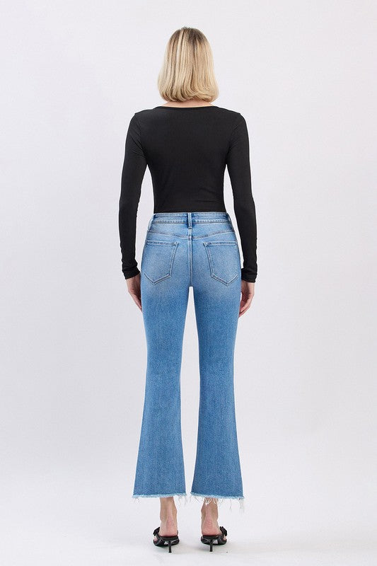 Maggie H Rise Slant Crop Flare Jeans