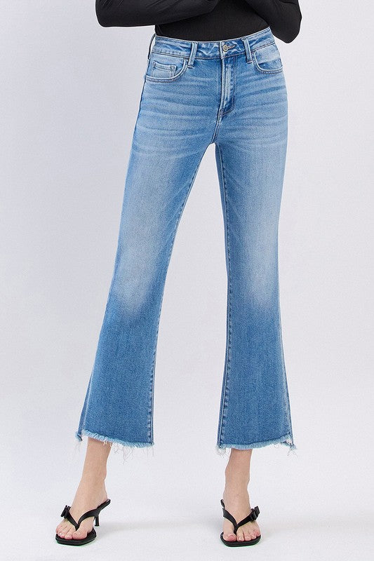 Maggie H Rise Slant Crop Flare Jeans