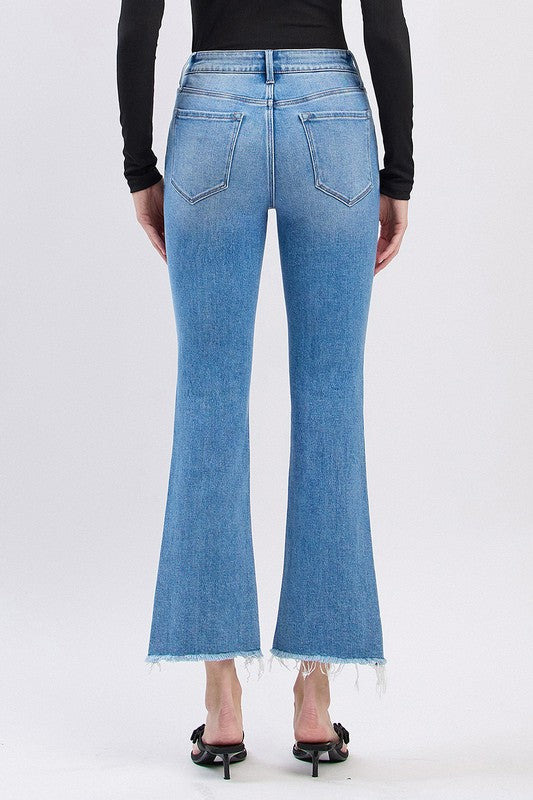 Maggie H Rise Slant Crop Flare Jeans