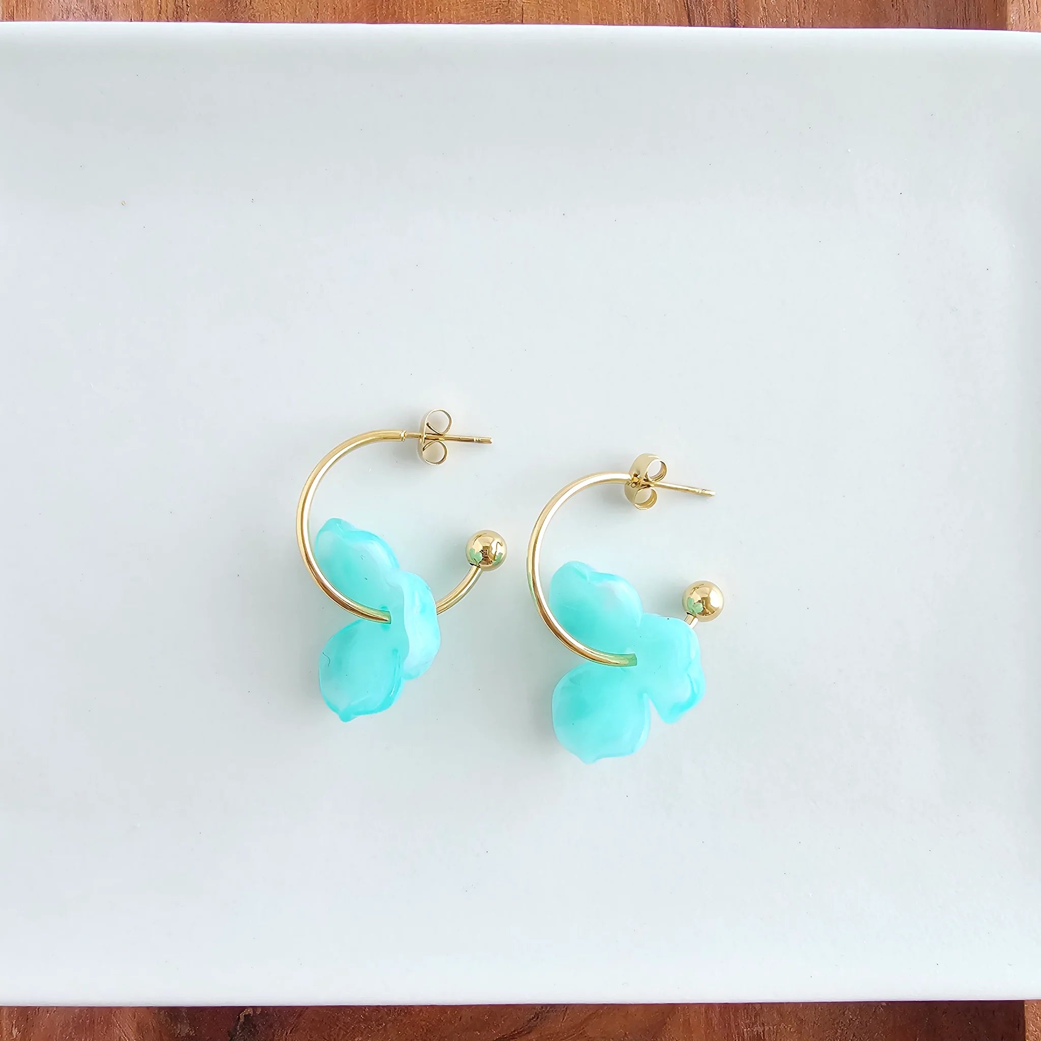 Magnolia Hoops- Aqua