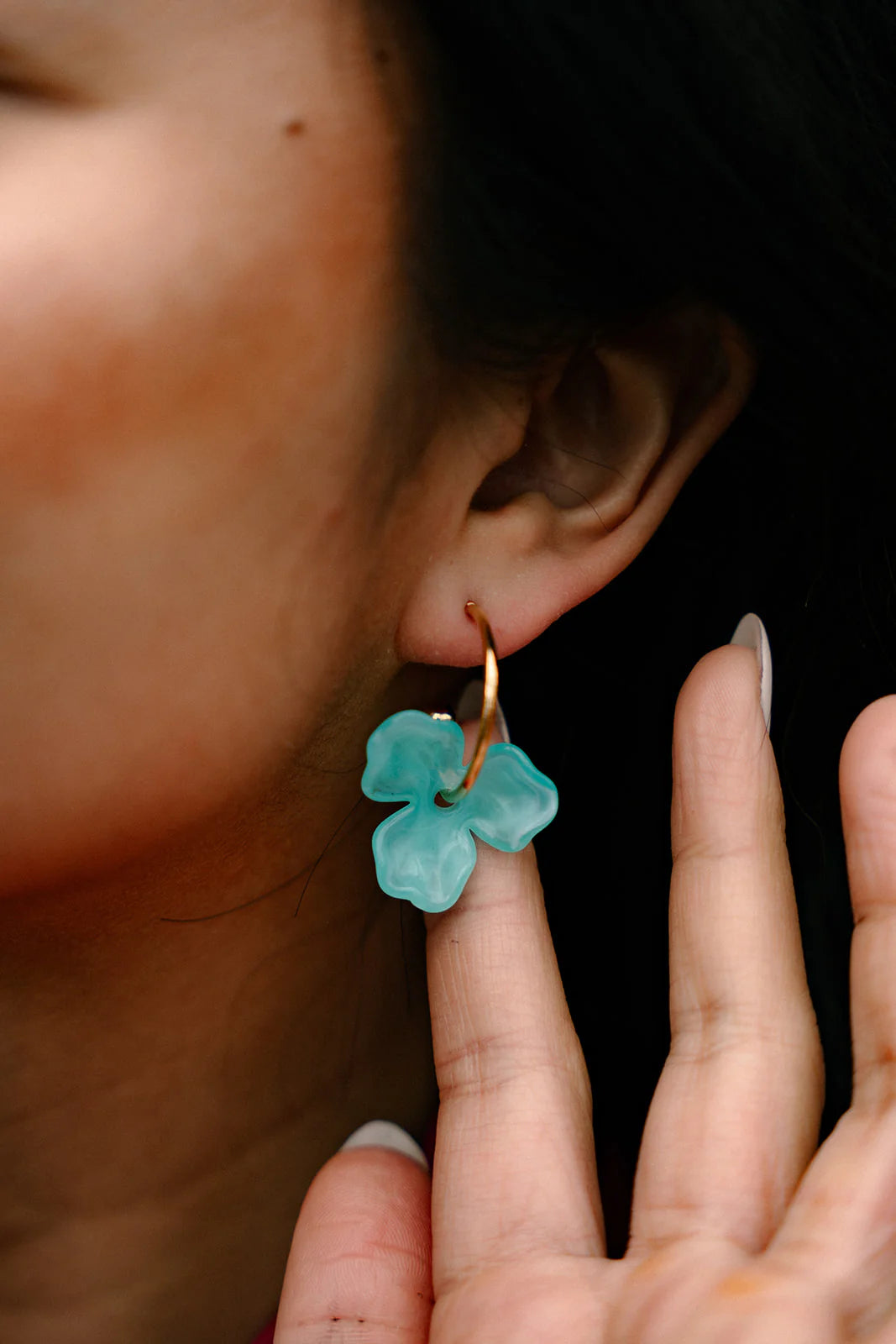 Magnolia Hoops- Aqua