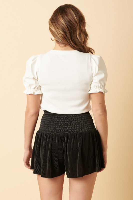 Mallory Leather Puff Sleeve Top