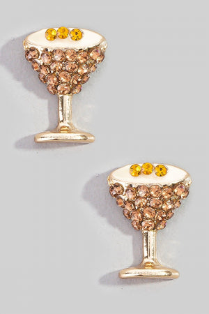 Pavé Martini Glass Earrings