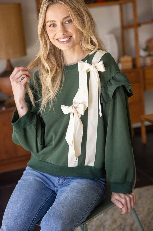 Melinda Twill Bow Sweatshirt