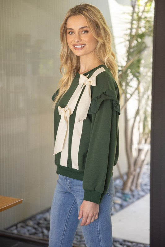 Melinda Twill Bow Sweatshirt