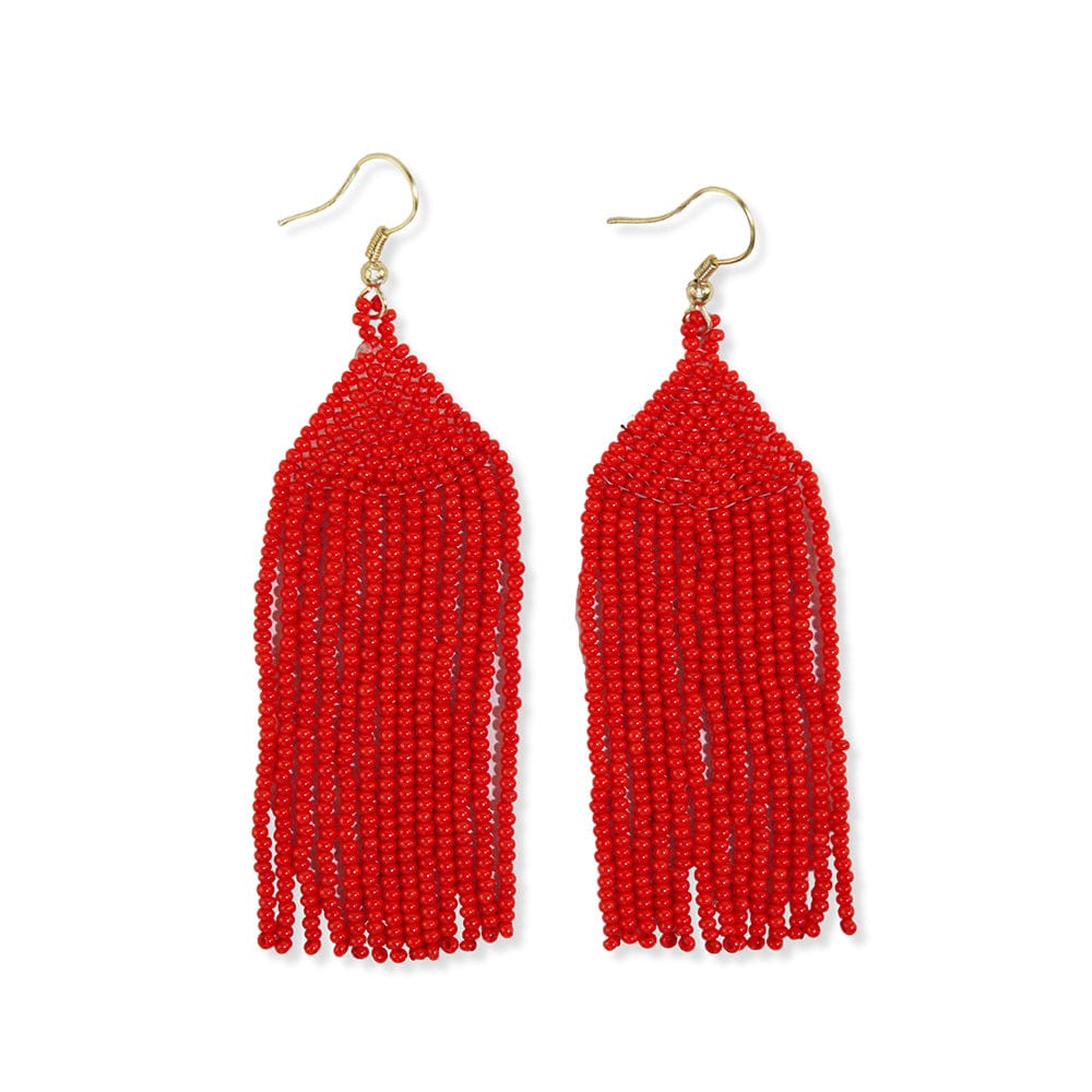 Michele Solid Seed Bead Earrings Red