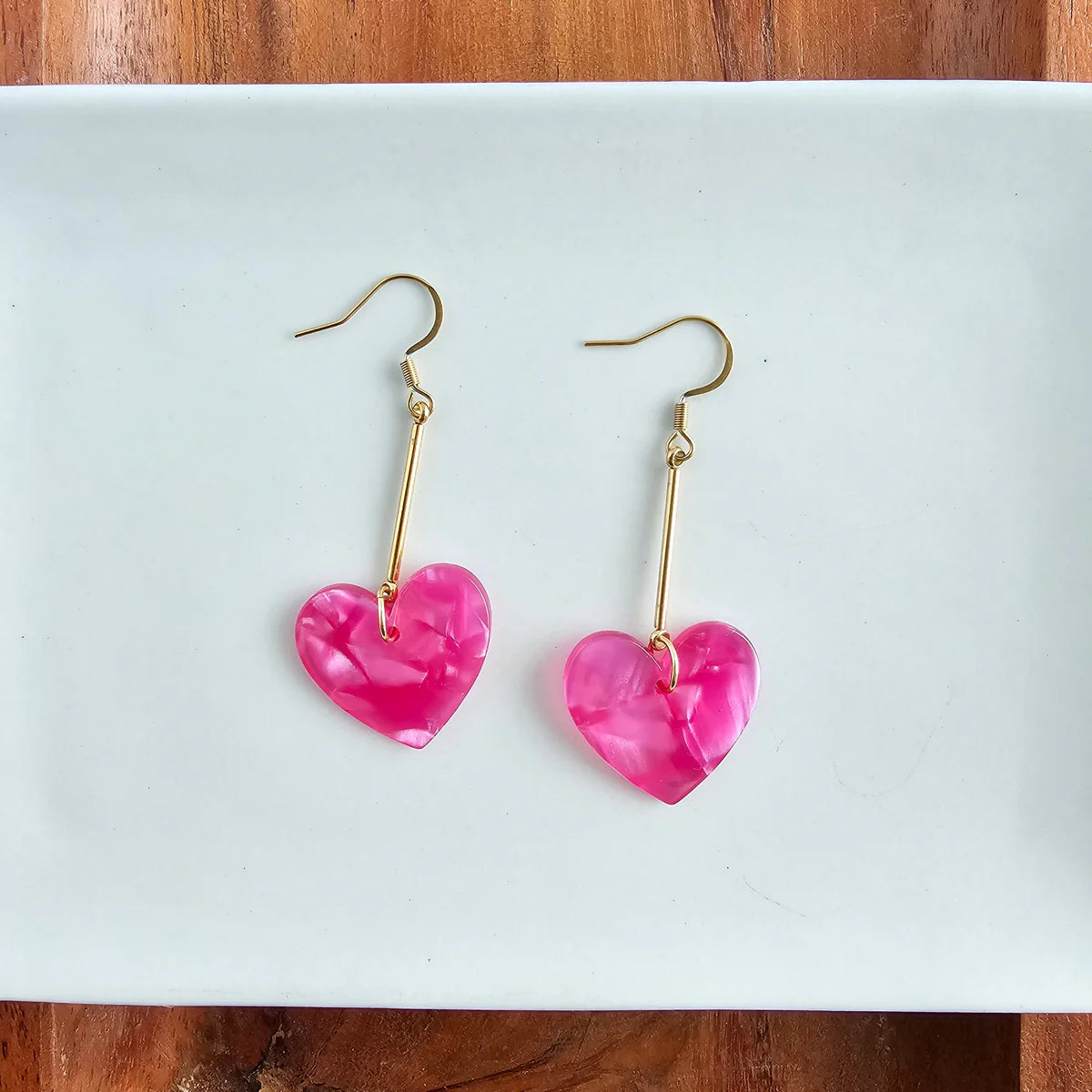 Mina Heart Earrings Hot Pink
