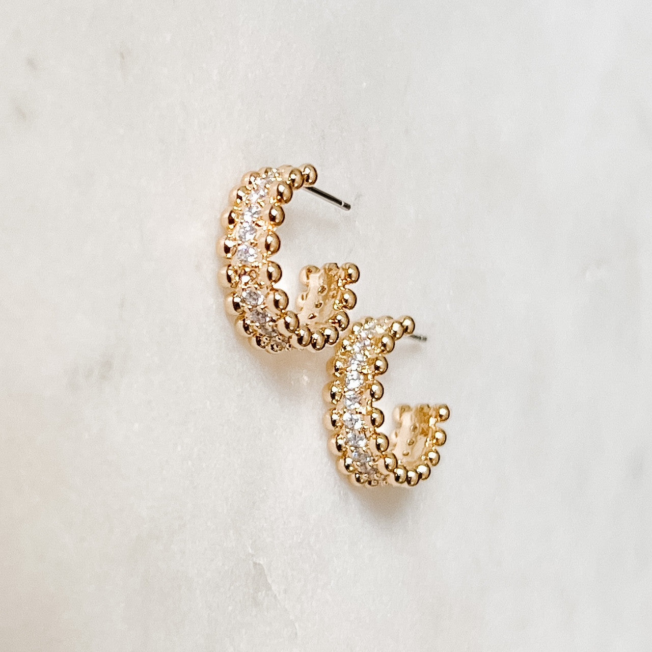 Mini Ball CZ Huggie Hoops