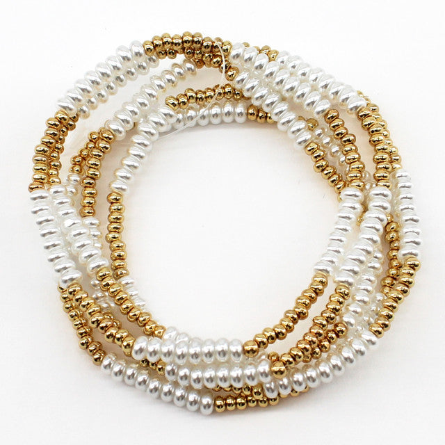 Mini Pearl Gold Bracelet Set