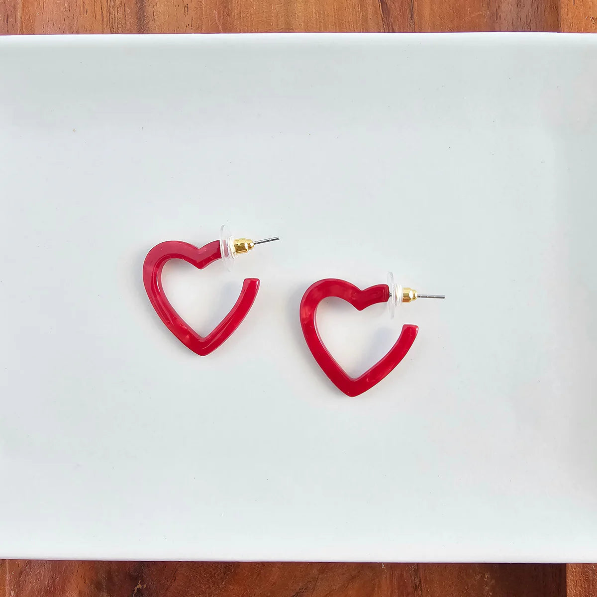 Mini Heart Hoops Red