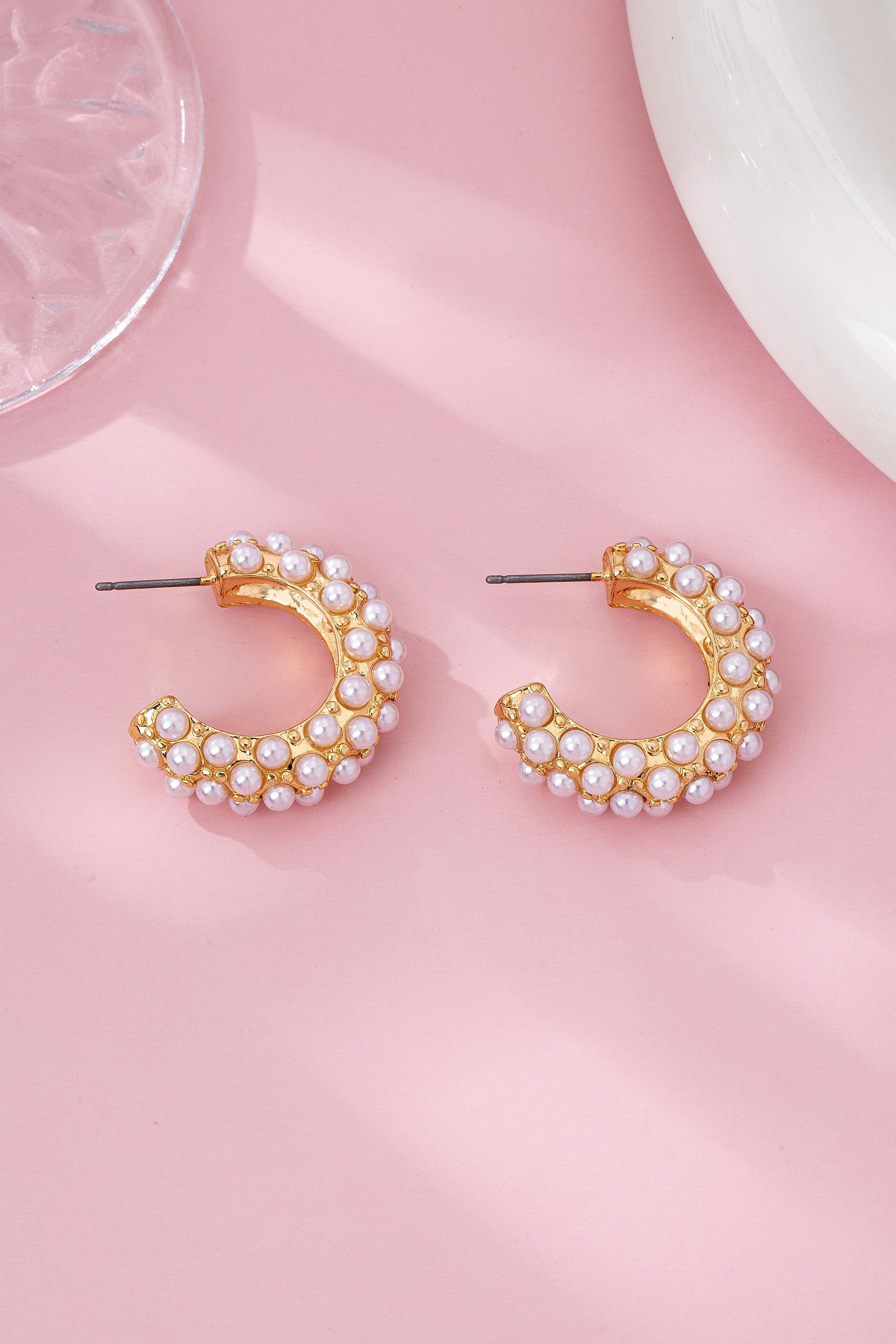 Mini Pearl Hoops