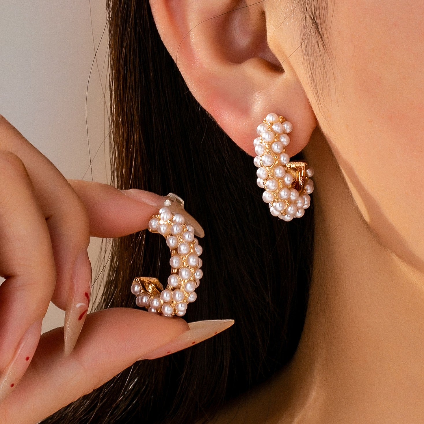 Mini Pearl Hoops